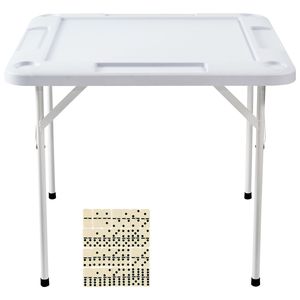Tavolo da Mahjong Pieghevole Quadrato Portatile per 4 Giocatori con 4 Portabicchieri e 4 Vassoi Porta Chip per Giochi di Domino 1 Set - Product Image 1