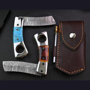 Couteau à cigares 2-en-1 de luxe en acier Damas Mortal Blades, portable et pour la vente en gros - Product Image 1