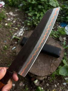 Wholesale Custom Handmade Carbon Steel Shantou Copper San Mai <b>Kitchen</b> Chef <b>Knife</b> w/ Wood Handle – Japanese <b>Kitchen</b> Chef Tool - Product Image 2