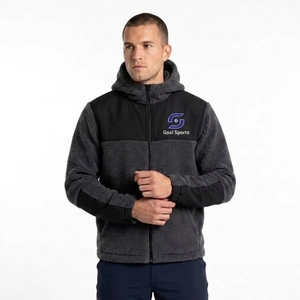 Pull à col rond pour homme en tissu gaufré gris chiné de qualité supérieure, à manches lanternes, fermeture éclair, coupe classique, en velours côtelé, séchage rapide, pour l'automne - Product Image 1