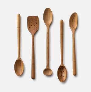Ensemble de cuillères en teck faites à la main avec spatule de cuisine, louche et cuillère de service pour la cuisine - Product Image 6