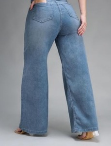 Women's Eco-Friendly Soft Stretch Cotton Mid-Waist <b>Boot</b> Cut Jeans-Vintage Wash Regular Fit Comfortable Wide-Leg Knee-Length - Product Image 4
