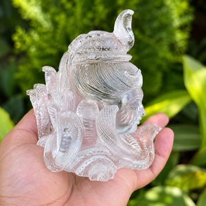 Statue de tête de Shiva en quartz clair, sculptée à la main, idole de Mahadev en cristal, sculpture naturelle de dieu hindou, décoration spirituelle pour la maison - Product Image 4