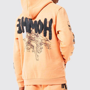 ชุดเซ็ตแทรคสูทพิมพ์ลายพัฟฟ์สำหรับผู้ชาย เสื้อฮู้ดดี้และกางเกงขายาวผ้าเฟรนช์เทอร์รี่ทรงโอเวอร์ไซส์ ผู้ผลิตชุดแทรคสูท - Product Image 6