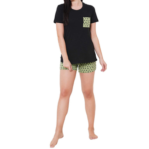 Conjunto de Verano para Mujer con Camiseta de Cuello Redondo y Manga Corta con Pantalones Cortos Cómodos de Cintura Elástica, Transpirable e Informal - Product Image 1