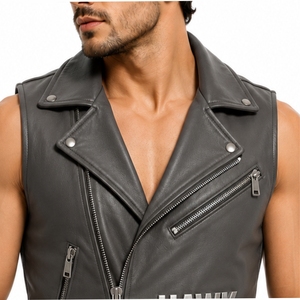 Chaleco de Cuero para Hombre, Estilo Motociclista, Personalizado, Informal, para Invierno, Diseño Cálido para Combinar con Otras Prendas, Múltiples Bolsillos con Cremallera - Product Image 4