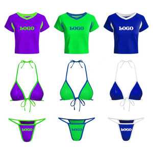 Traje de Baño Sexy para Mujer, Bikini de Dos Piezas Sublimado, Venta al por Mayor, Bikinis Triangulares Micro Sexys, Último Modelo de Traje de Baño de Cuatro Piezas para Mujer - Product Image 1