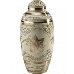 Elegant White Brass Adult Cremation Urn Hand-<b>tooled</b> Silver <b>Engraving</b> Funeral Memorial Container With Threaded Lid Good Price - Product Image 3