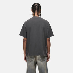 T-shirt à manches courtes gris surdimensionné pour homme, col rond, couleur unie, jersey décontracté en coton - Product Image 2