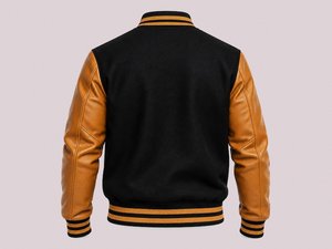 Veste universitaire homme vert olive, col montant, coupe classique, couleur unie, tissu en laine, décontractée, pour l'hiver, patchwork sur le devant, respirante - Product Image 4