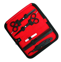 Ensemble de ciseaux de barbier professionnels OEM de haute qualité en acier inoxydable, lames aiguisées de sécurité, lames de 6 pouces, kit de coupe de cheveux noir