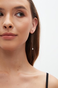 14K Gold Pear Shape Lab Grown Diamond Threader Earring Chain Earring Charm Christian Party <b>Gift</b> for Women Mothers Day - Product Image 5