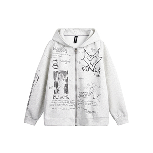 เสื้อฮู้ดซิปผ้าฟลีซเนื้อหนักคุณภาพสูง 100% ผ้าฝ้าย สำหรับฤดูหนาว สไตล์สตรีทแวร์ พิมพ์ลายดิจิทัล  แบบยูนิเซ็กส์ - Product Image 4