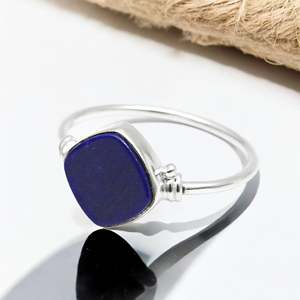 925 Sterling Silver <b>Teenager</b> <b>Gift</b> Classy Cushion Cut Lapis Lazuli Gemstone Ring Natural Bezel Setting Handmade Bohemian Ring - Product Image 1