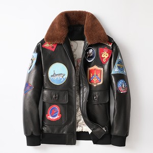 <b>Top</b> <b>Gun</b> 17 Badges Men's Polyester Stand Collar Aviator Jacket Breathable Windproof Thick Winter High Street Style Patchwork - Product Image 1