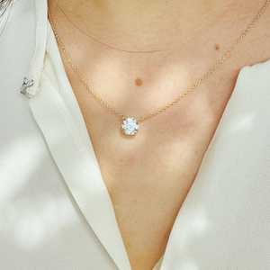 Collier en or jaune 9K plaqué or, diamant naturel CVD taille brillant 3 carats certifié IGI, couleur F, pureté VS1, luxe, pour femme, mariage, haute joaillerie - Product Image 4