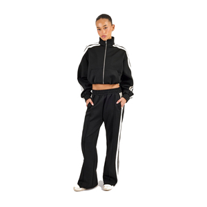 Conjunto Deportivo de 2 Piezas para Mujer, Color Negro, Estilo Hip Hop, Corte Regular, Transpirable, con Capucha, Largo hasta la Rodilla, Tejido de Punto, Spandex/Poliéster, Otoño - Product Image 3