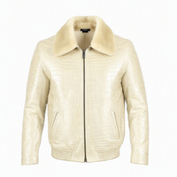 Blouson Bomber Homme en Cuir Véritable Gaufré avec Col en Fausse Fourrure, Fermeture Éclair, Style Moto Biker, Manteau d'Été, Logo Personnalisable sur le Devant