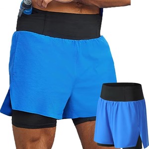 Shorts de sport taille haute pour hommes, séchage rapide, en Spandex et Polyester, couleur unie, taille élastique, pour la course et l'entraînement, Fabricant OEM ODM - Product Image 5