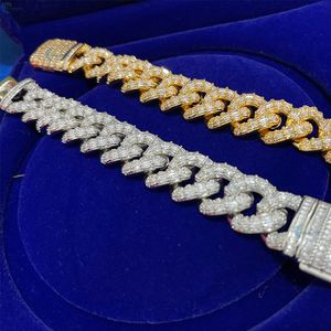 Pulsera de Diamantes Cultivados en Laboratorio Incoloros, Corte Baguette, Estilo Iced Out, 20MM, Eslabones Cubanos, Estilo Hip Hop, Pulsera para Hombre, Estilo Rapero - Product Image 6