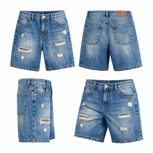 Shorts en jean pour homme personnalisés, style Y2K, taille mi-haute, coupe droite, été, avec embellissements en cristal - Product Image 4