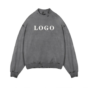 Sweat-shirt à col rond pour homme, coupe ample, 100% coton French Terry, délavé à l'acide, respirant, style vintage, imprimé numérique, personnalisable - Product Image 1