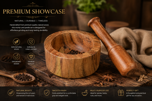 Ensemble mortier et pilon en bois d'acacia, broyeur d'épices multifonctionnel, écraseur d'ail, broyeur d'herbes, pour usage domestique et cuisine - Product Image 6