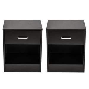 2pcs Black <b>Nightstands</b> with Drawer Elegant Furniture Accessory - Product Image 1