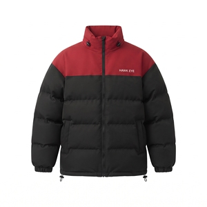 Veste matelassée pour homme HAWK EYE, rouge et noir, col montant, fermeture éclair, coupe-vent, style décontracté, pour l'hiver - Product Image 6