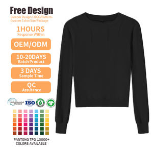 Jersey básico de cuello redondo de otoño para mujer, prendas de punto de lana de manga larga, suéteres casuales de patrón sólido para mujer, venta al por mayor - Product Image 3