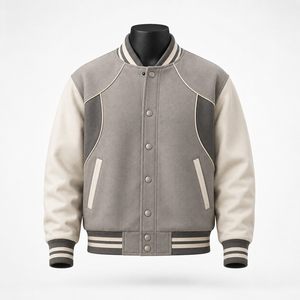 Chaqueta Varsity Personalizada para Hombre con Mangas en Contraste y Cierre de Botones a Presión, Fabricante Mayorista - Product Image 1