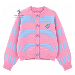 Suéter Casual Bordado de Manga Larga con Cuello Redondo y Botones para Mujer de la Hermandad Gamma Phi Delta - Product Image 1