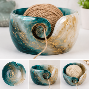 Cuenco de Resina Hecho a Mano con Acabado Craquelado, Diseño Moderno con Patrones Variados, Portátil, para Almacenamiento de Hilos de Ganchillo y Tejido, Decoración del Hogar - Product Image 5