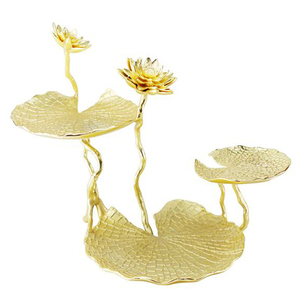 Marble <b>Top</b> and Aluminum Metal Base Rounded Shape Gold Antique Finish Hammered Texture Decorative Cake Stand - Product Image 3