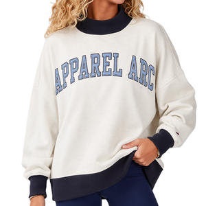 Sweat-shirt réversible à col montant pour femme, style universitaire, coupe oversize, en molleton sergé, personnalisable, vierge, OEM/ODM - Product Image 1