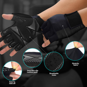 Gants de sport en cuir ultra-respirants à demi-doigts, adhérence maximale, paume antidérapante pour le cyclisme, la gym et les activités de plein air (unisexe) - Product Image 4