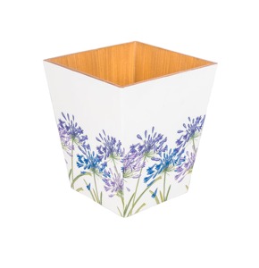 Poubelle en bois blanc design avec motif floral, idéale pour la décoration de chambre et de chambre d'amis, fabriquée à la main en Inde - Product Image 1