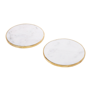 Shubham Handcrafted Round <b>White</b> Marble <b>Coasters</b> Bar Wine <b>Coasters</b> for Table Vintage Marble Stone <b>Coaster</b> Set - Product Image 2