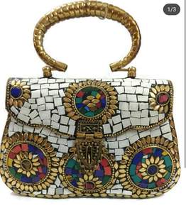 Colorful Mosaic Metal Evening Clutch Bag Handcrafted Women <b>Handbag</b> Beaded Handle Party Purse Gift Valentine's Day 7 Hot Selling - Product Image 4
