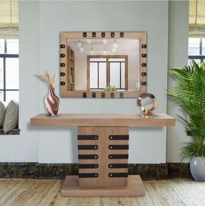 Table console en bois, table d'entrée, table de canapé, table d'appoint moderne pour couloir avec plateau en bois et base en métal - Product Image 6