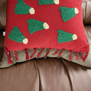 Handmade Embroidered Cotton Pillow High Quality <b>Christmas</b> Decor Rectangle <b>Cushion</b> Cover At Best Wholesale Price - Product Image 4