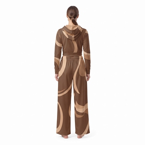 Conjunto Deportivo Casual de Chaqueta Corta Tie Dye y Pantalones Anchos para Mujer al por Mayor - Product Image 6