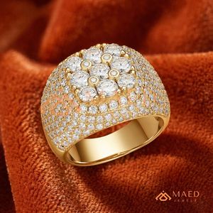 14K 18k Gold Plated Flower Cluster <b>Ring</b> for <b>Men</b> Iced Out Big Diamond Statement <b>Ring</b> Moissanite <b>Ring</b> Hip Hop Jewellery - Product Image 4