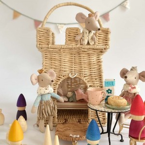Rattan castle baskets new design handmade woven kids <b>bag</b> <b>toddler</b> storage basket with handle - Product Image 5