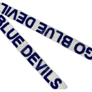 Go Blue Devils personalizado oro blanco semilla bolsa de cuentas correas 'Hook Em Horns' accesorio de moda correa de monedero con cuentas - Product Image 1