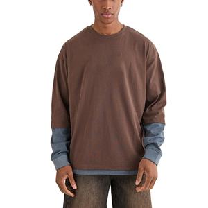 2025 Men's Stretchy Breathable Polyester <b>Long</b> <b>Sleeve</b> Crew Neck <b>Tops</b> Custom Color Sports Casual Wear Summer Cotton Formal - Product Image 3