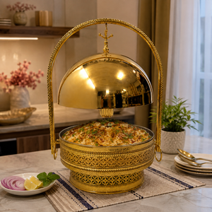Luxury Brass Roll Top Chafer Dish Food Warmer Buffet Server Hotel Catering Chafing Dish with Lid OEM ODM Custom Manufacturer - Product Image 3