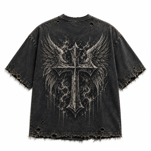 เสื้อยืดคอตตอนถักทรงดรอปไหล่แบบดิสเทรส พิมพ์ลายสัตว์ ผ้าเนื้อนุ่ม แห้งเร็ว 100% คอตตอน ใส่ได้ทั้งชายและหญิง - Product Image 3