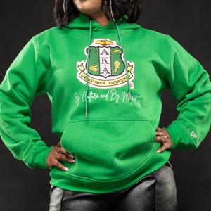 Sudadera con Capucha de Primera Calidad con Forro de Satén, AKA 1908, Bordado de Chenilla con el Escudo de Alpha Kappa Alpha, para Mujer - Product Image 1