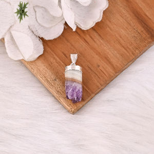 จี้สร้อยคอเงินแท้ 925 ประดับพลอยอะเมทิสต์ดิบธรรมชาติ ขายดีที่สุด ออกแบบได้ตามต้องการ สำหรับผู้หญิง ของขวัญสำหรับเธอ - Product Image 2
